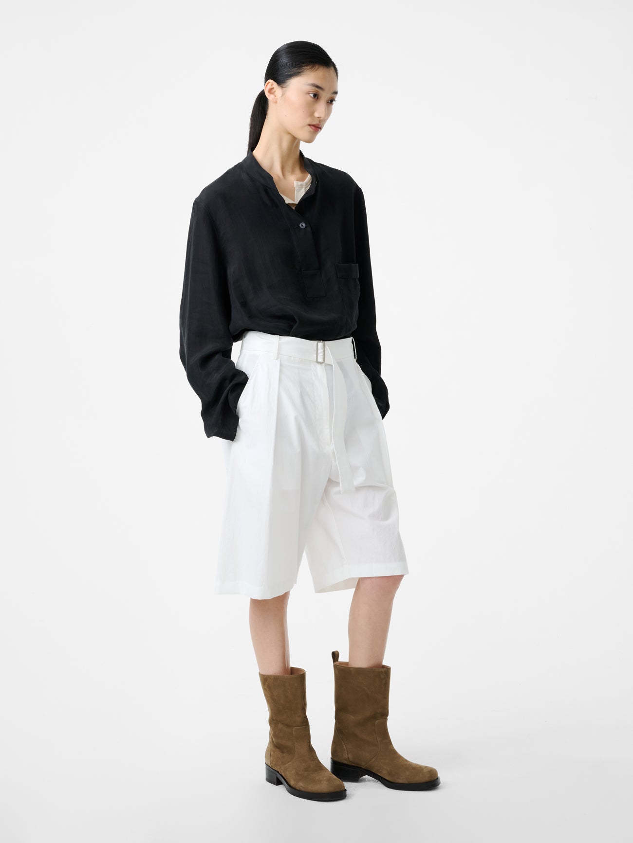 Baye Twill Shirt in Black - Studio Nicholson