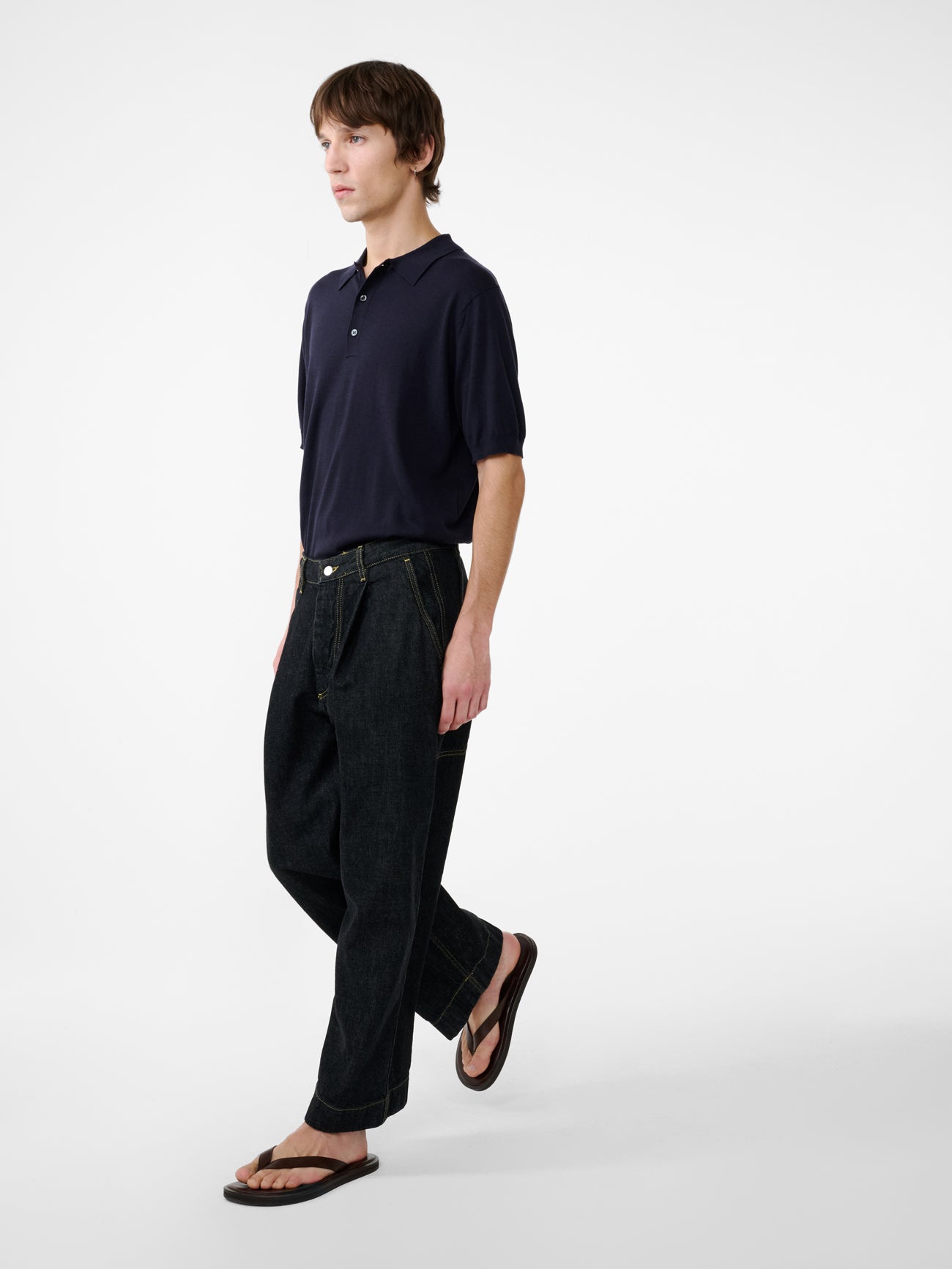 Bridges Italian Denim Pant in Black - Studio Nicholson
