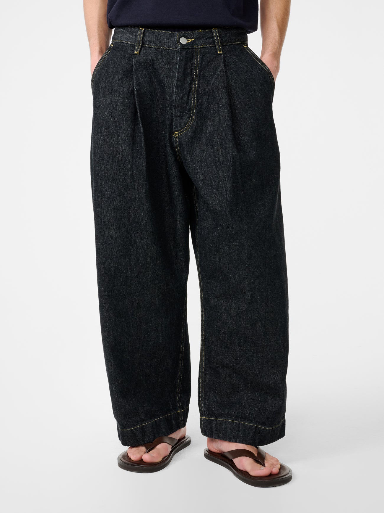 Bridges Italian Denim Pant in Black - Studio Nicholson