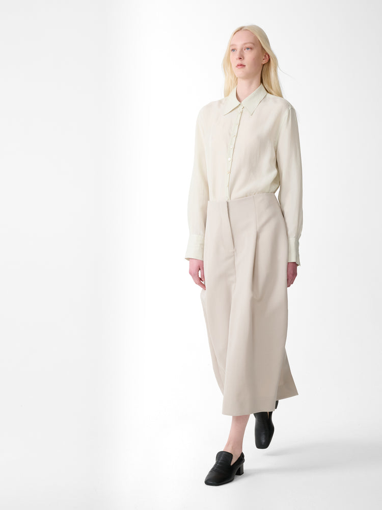 Carson Wool Skirt in Putty