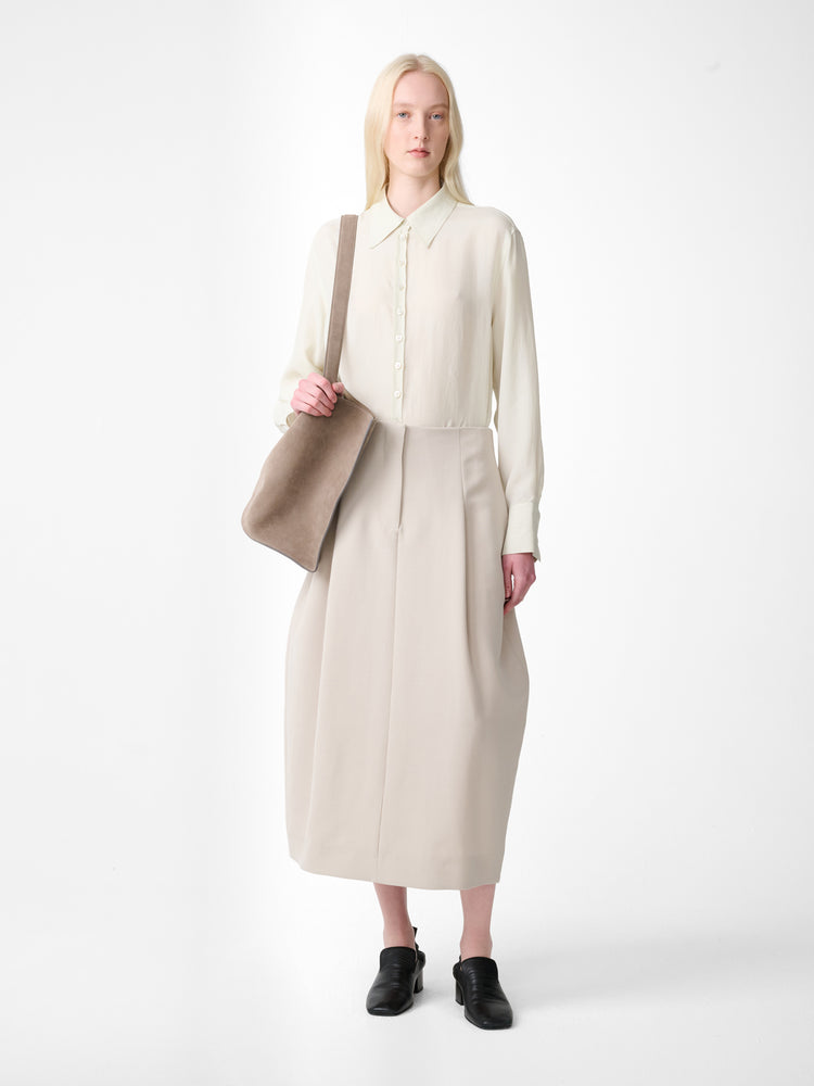 Carson Wool Skirt in Putty