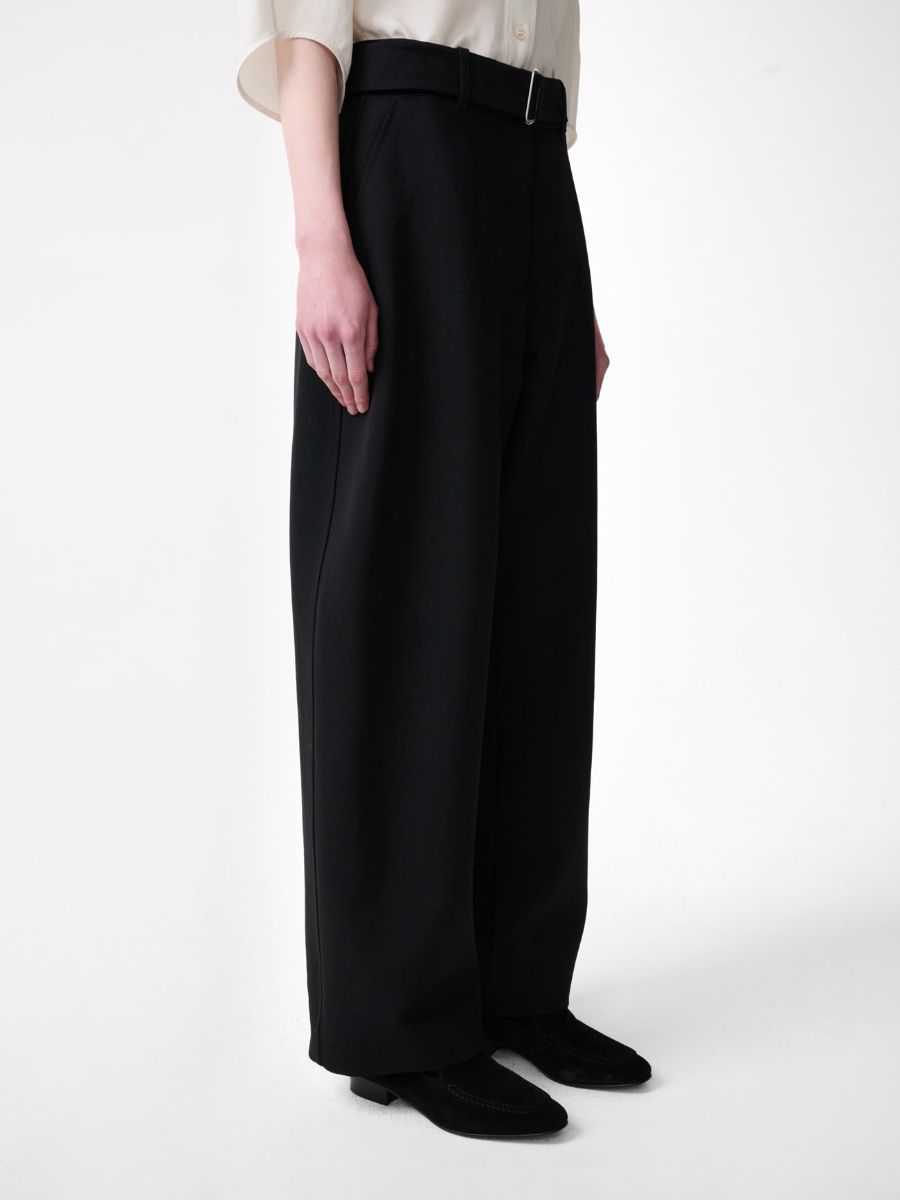 Chatto Wool Belted Pant in Black