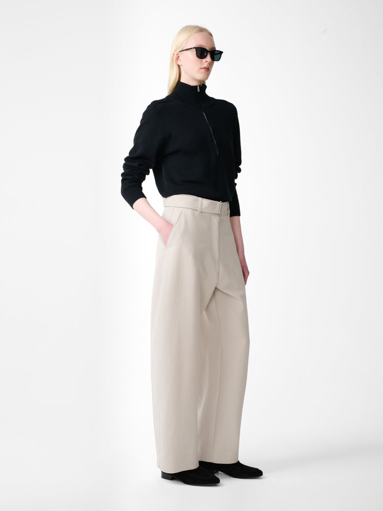 Chatto Wool Belted Pant in Putty