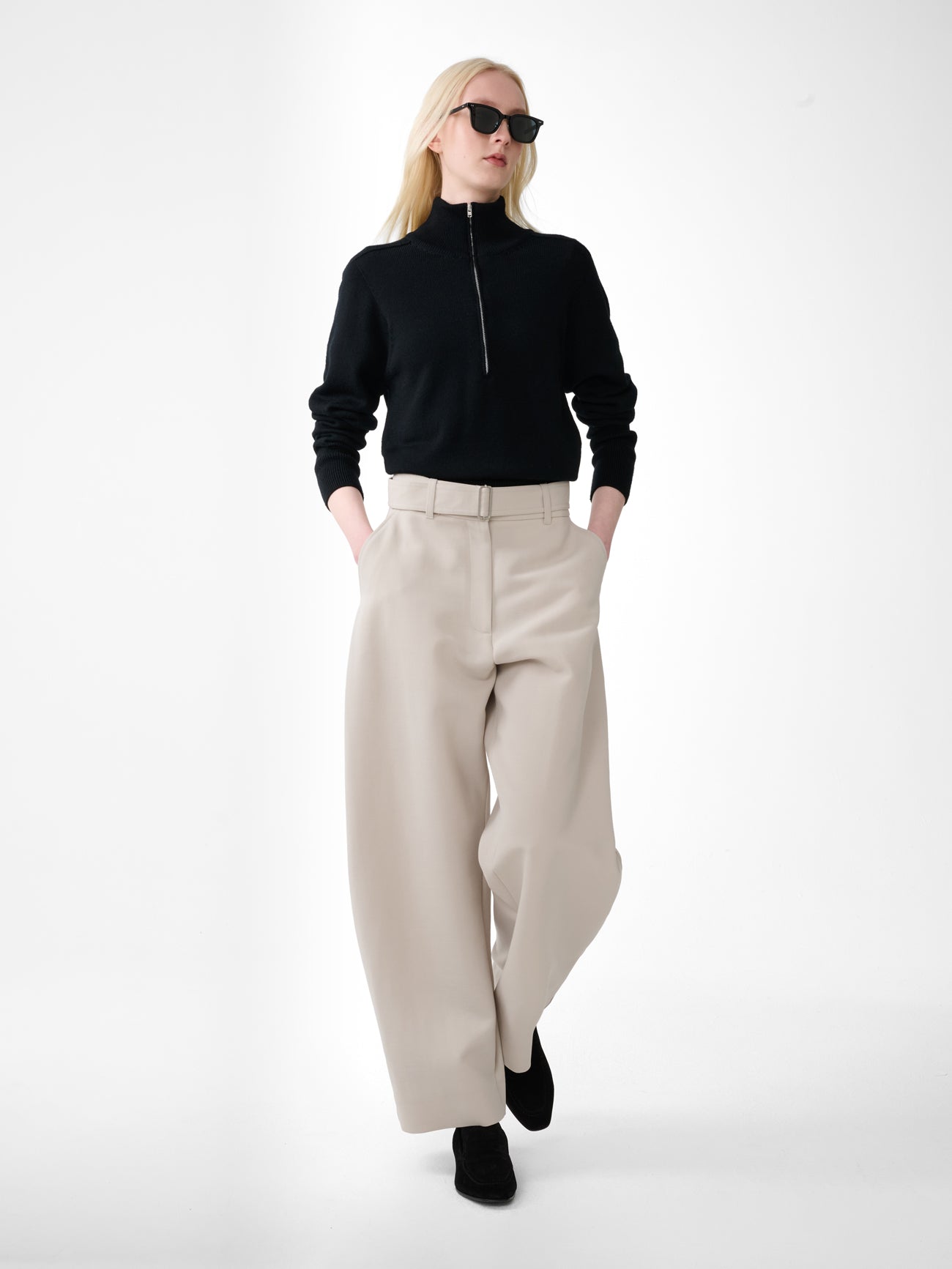Chatto Wool Belted Pant in Putty