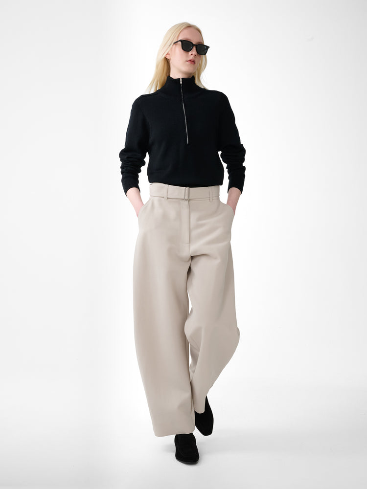 Chatto Wool Belted Pant in Putty