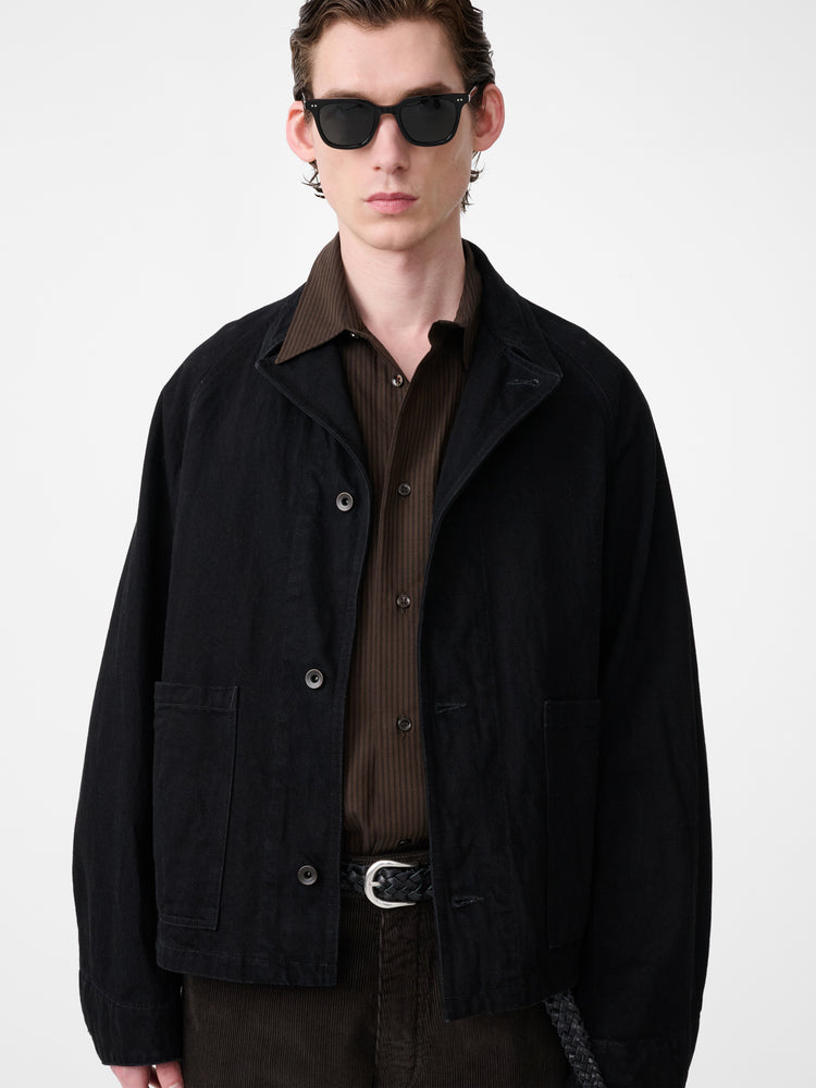 Coggan Crinkle Denim Jacket in Black