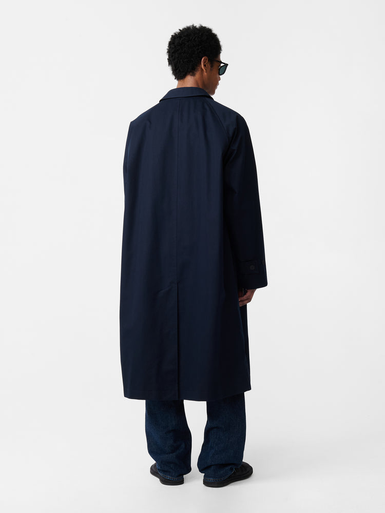 Crowe Coated Cotton Coat in Darkest Navy