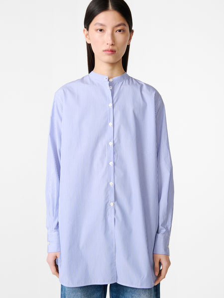 Cici Banker Stripe Shirt in Blue / White– Studio Nicholson