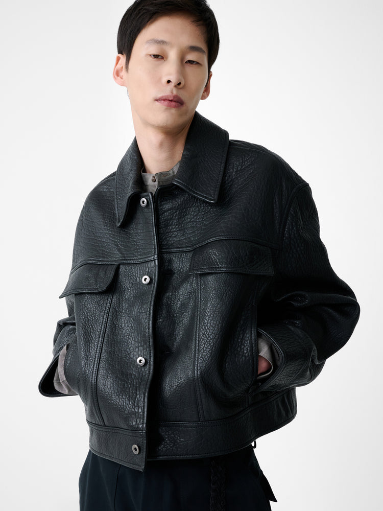 Doyard Leather Jacket in Black - Studio Nicholson