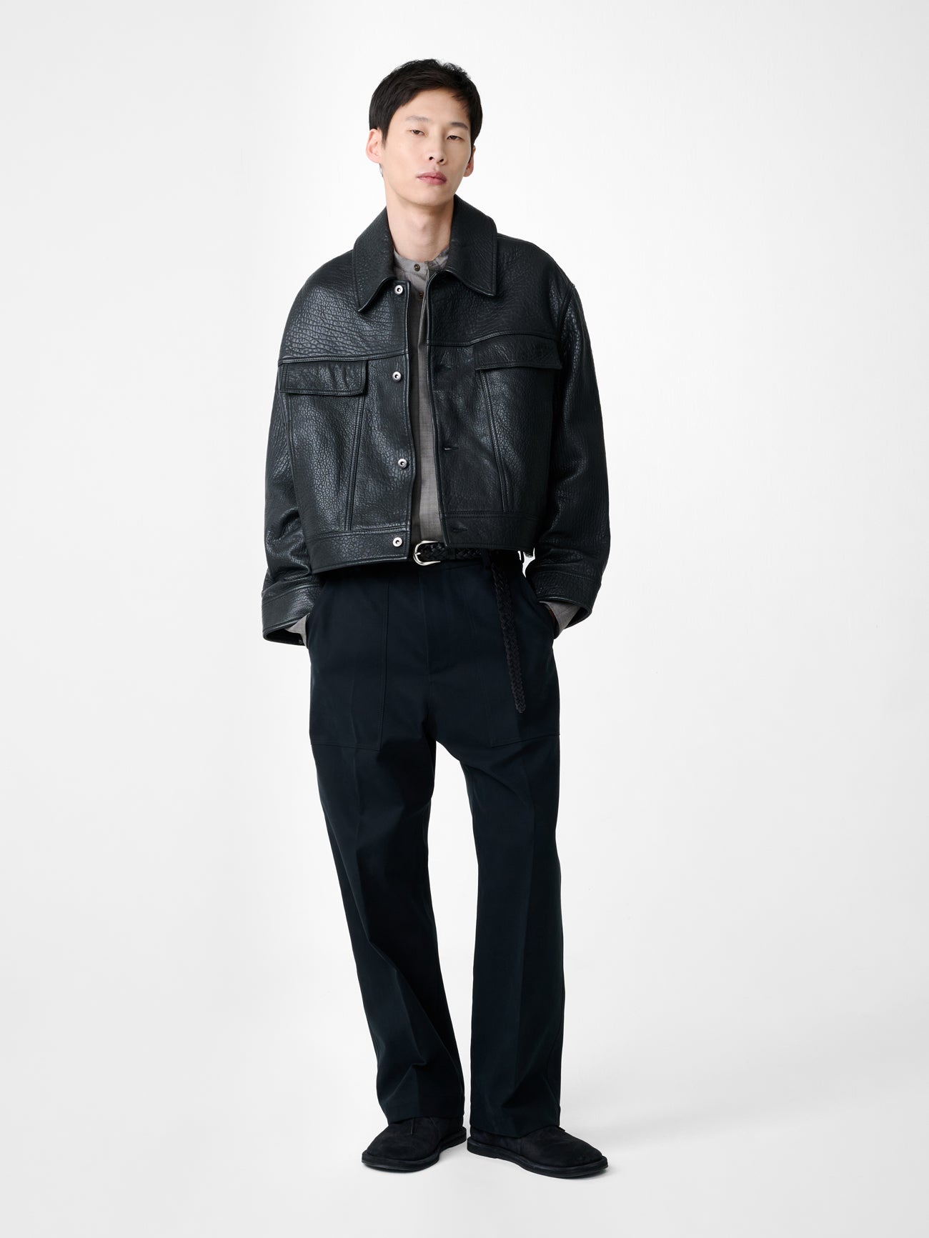 Doyard Leather Jacket in Black - Studio Nicholson