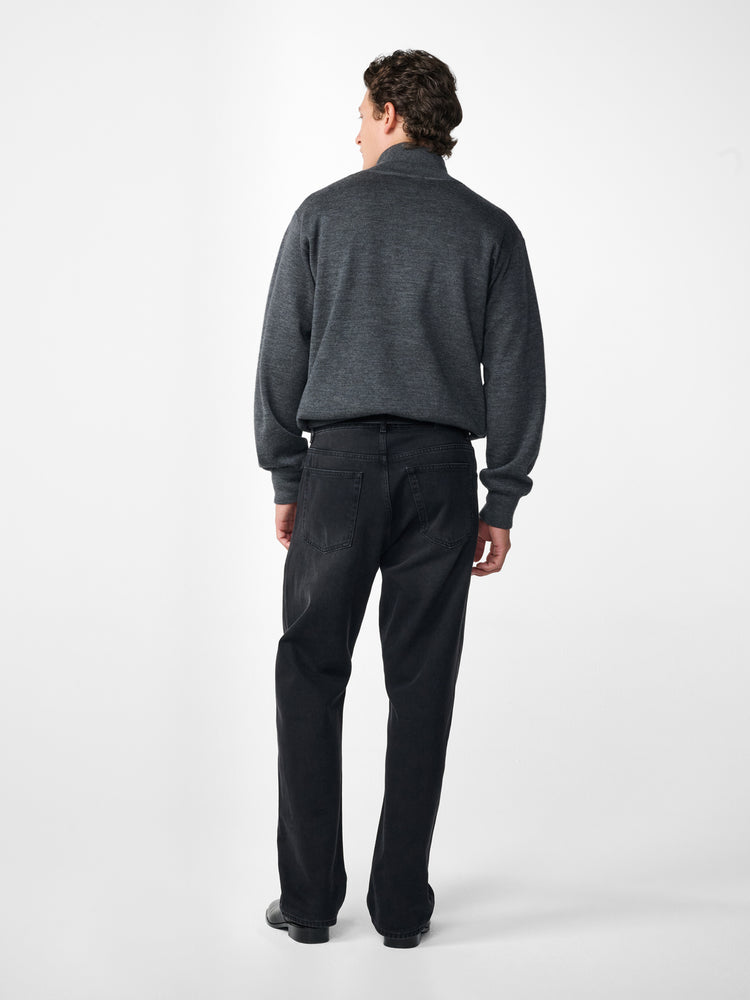 Falmouth Cashmere Knit Polo in Charcoal
