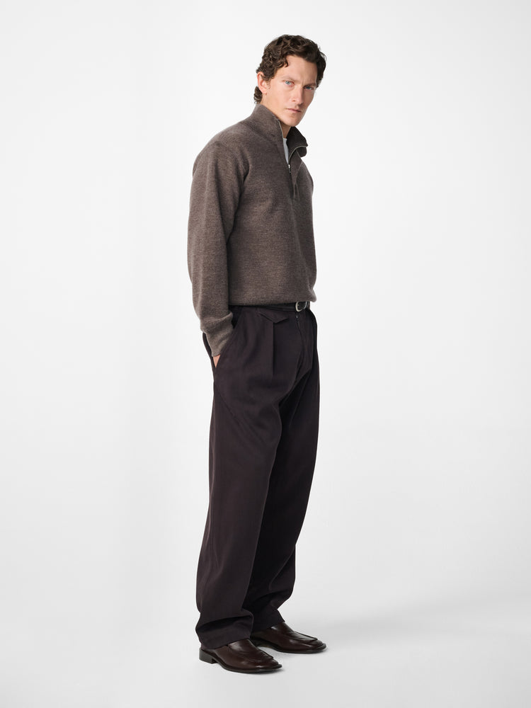 Falmouth Cashmere Knit Polo in Stone Melange