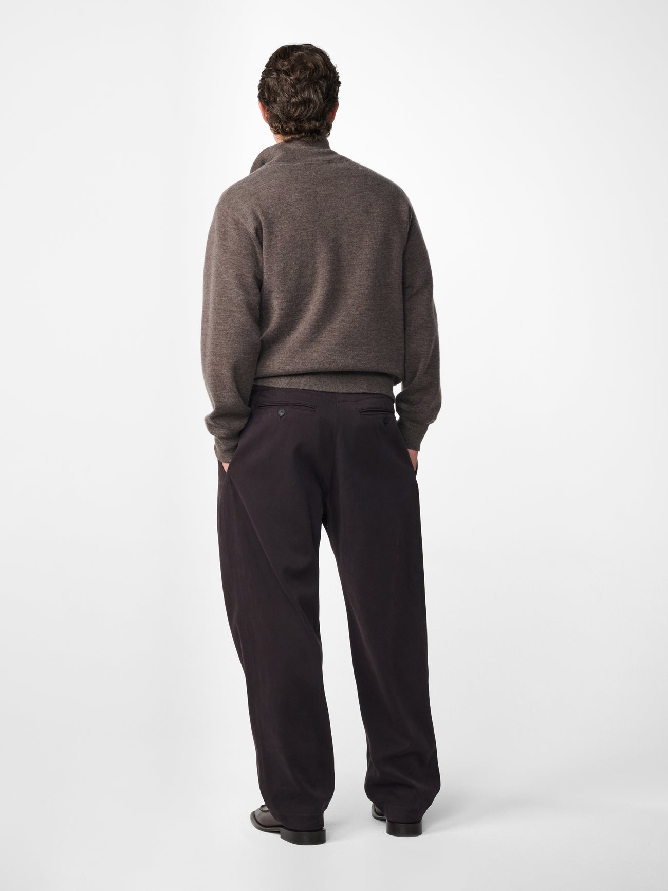 Falmouth Cashmere Knit Polo in Stone Melange
