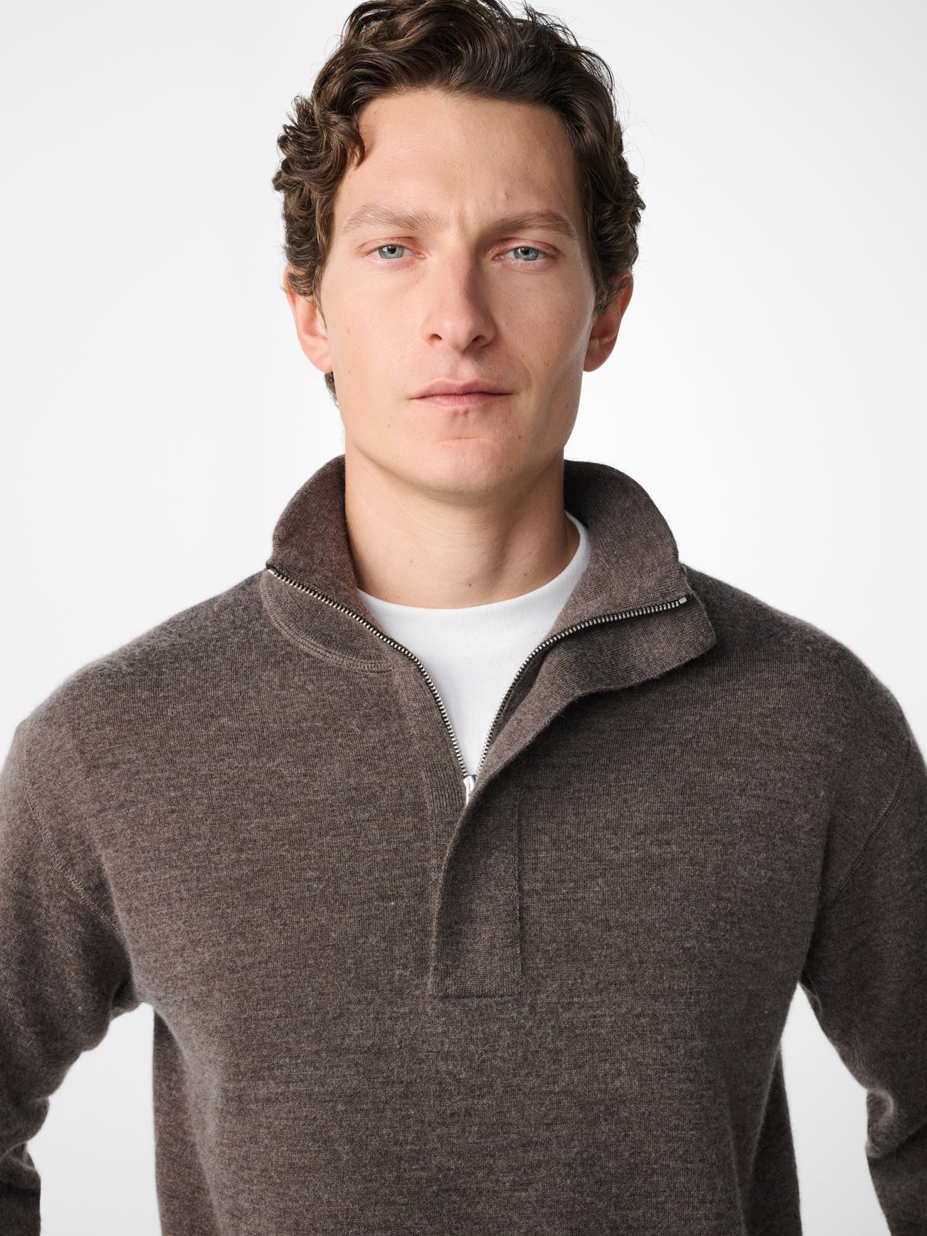 Falmouth Cashmere Knit Polo in Stone Melange