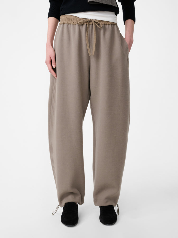 Farr Wool Drawstring Pant in Taupe