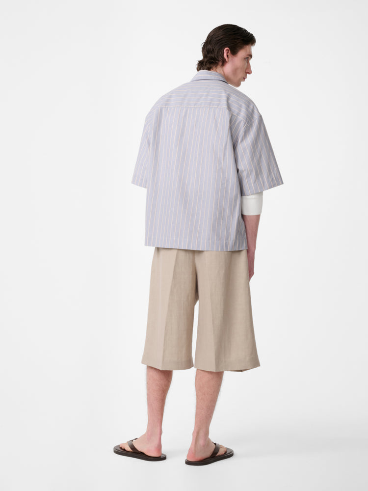 Sanko Shirt in Grey / Brown Stripe