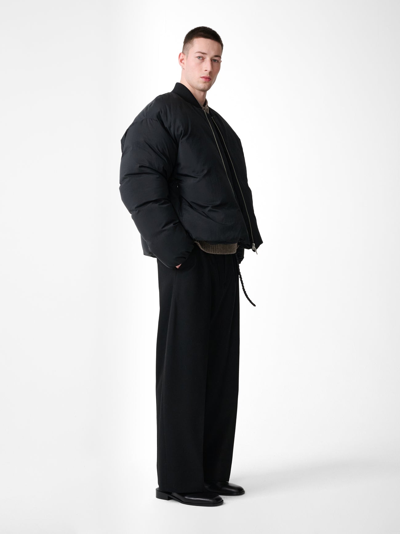 Frye Down Bomber Jacket in Black