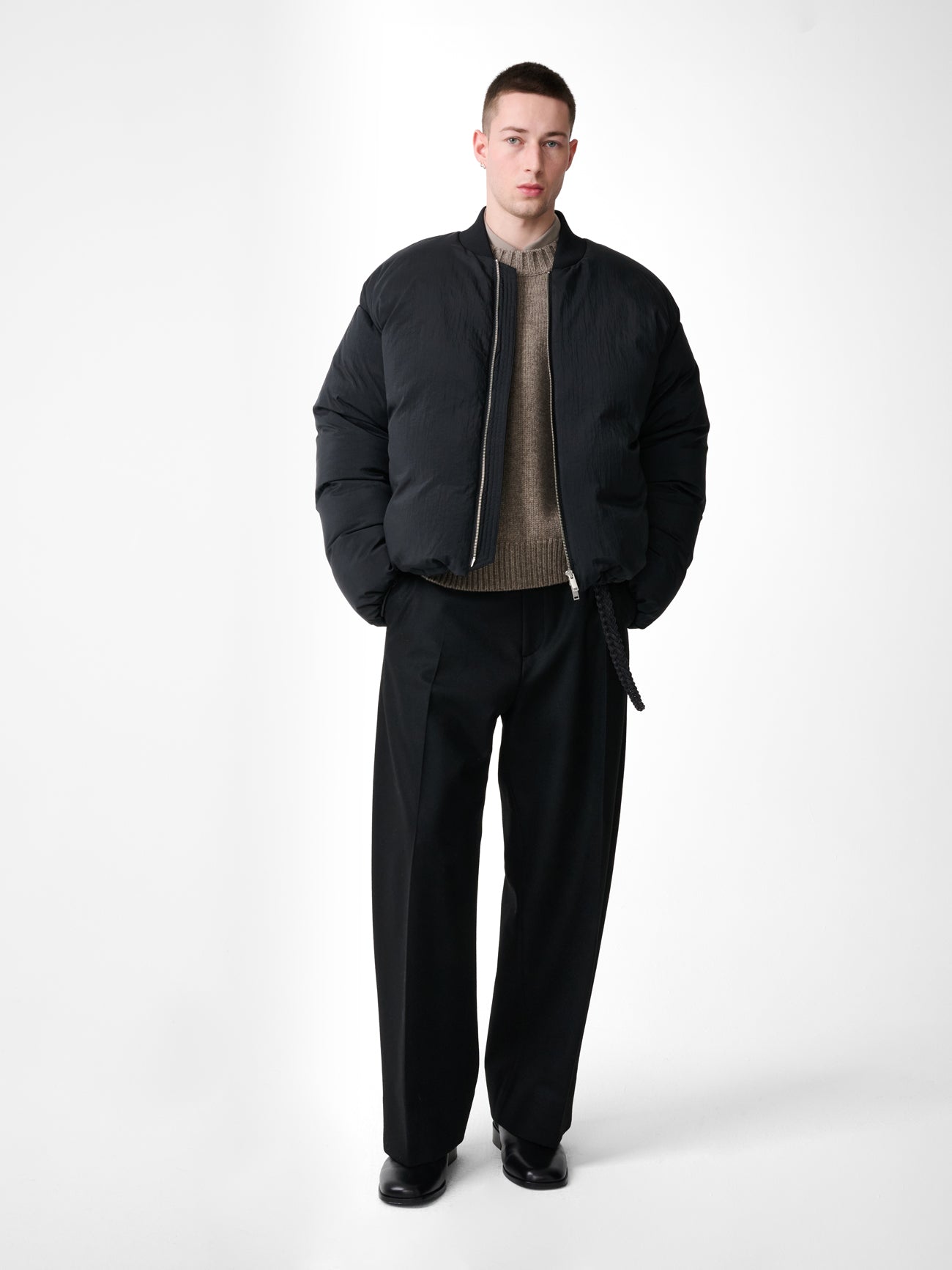 Frye Down Bomber Jacket in Black