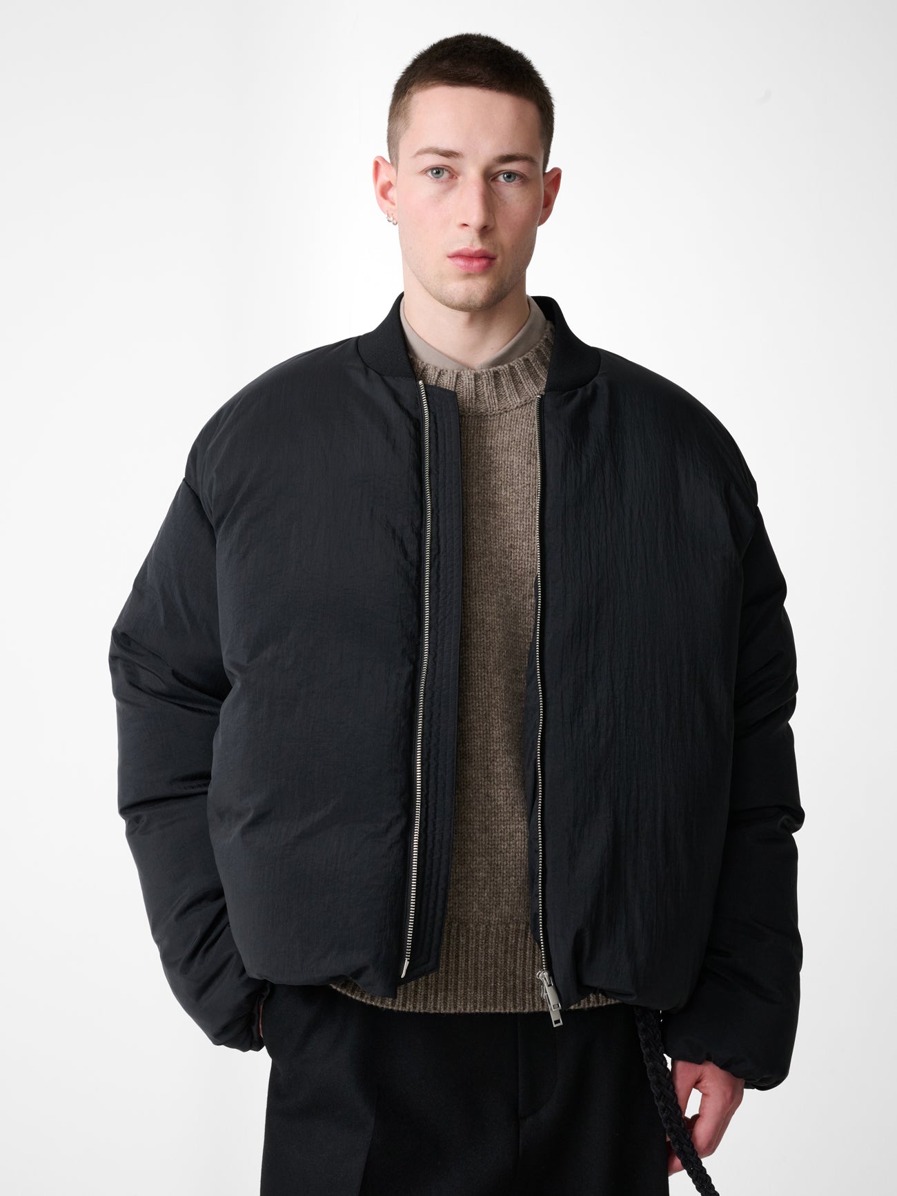 Frye Down Bomber Jacket in Black