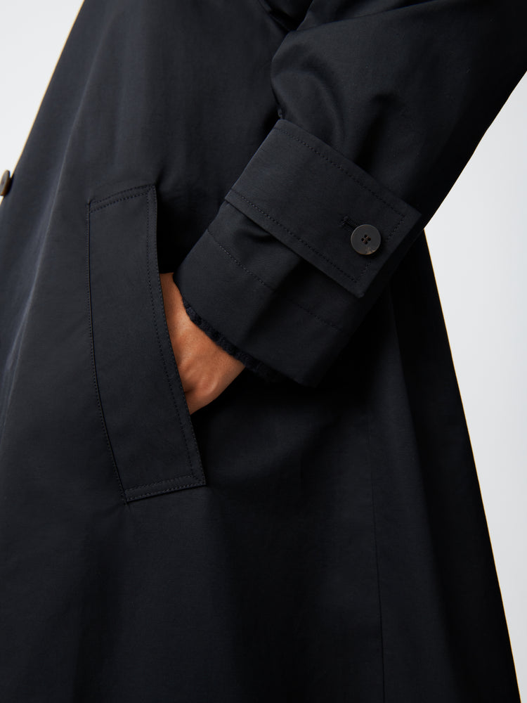 Holin Coated Cotton Coat in Black