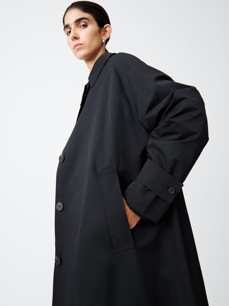 Holin Coated Cotton Coat in Black