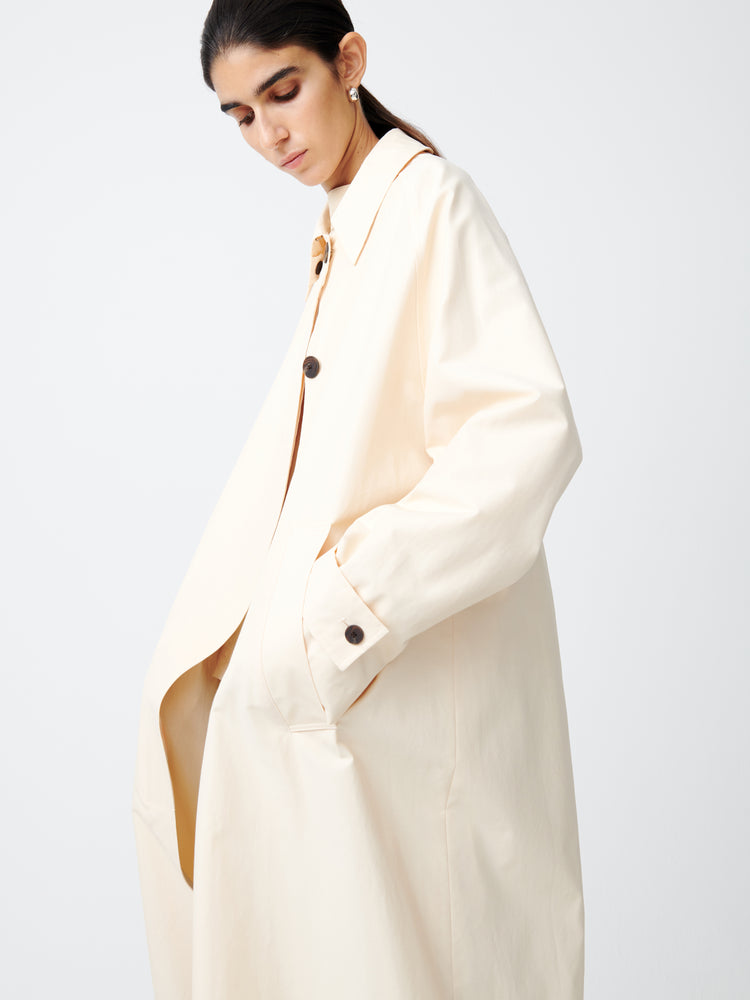 Holin Coated Cotton Coat in Linen