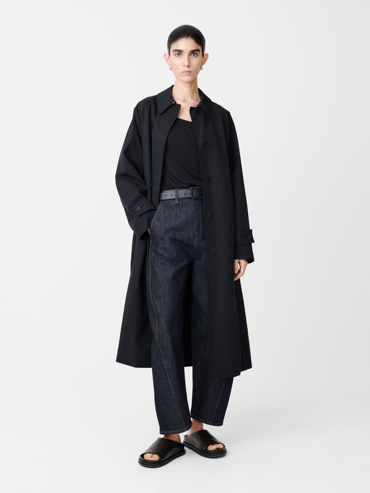 Holin Technical Cotton Coat in Dark Navy