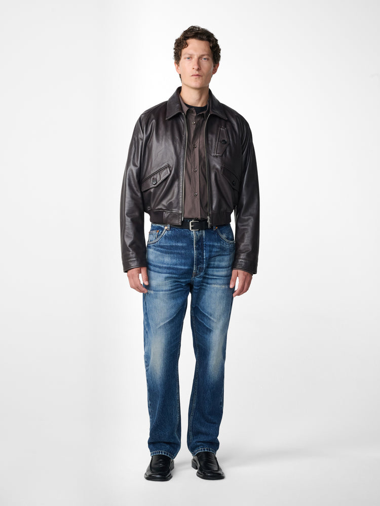 Kendal Leather Jacket in Black Grape