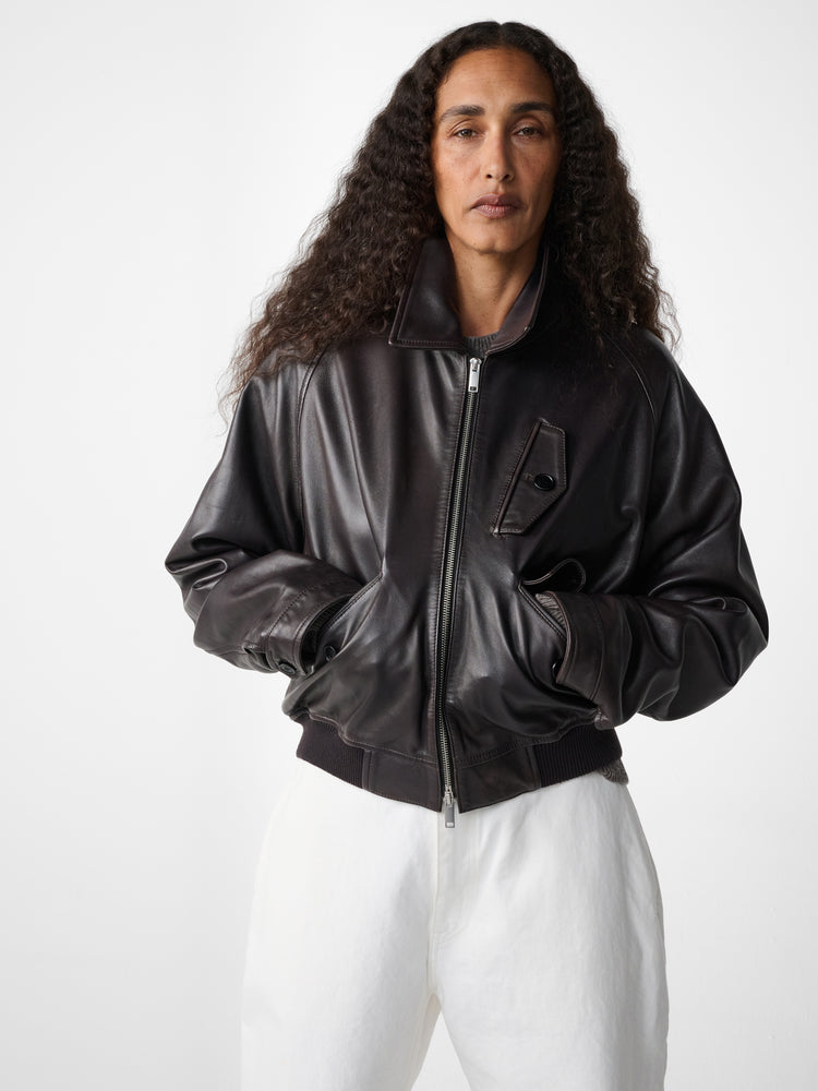 Kendal Leather Jacket in Black Grape