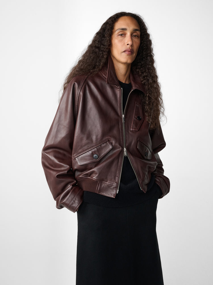 Kendal Leather Jacket in Oxblood