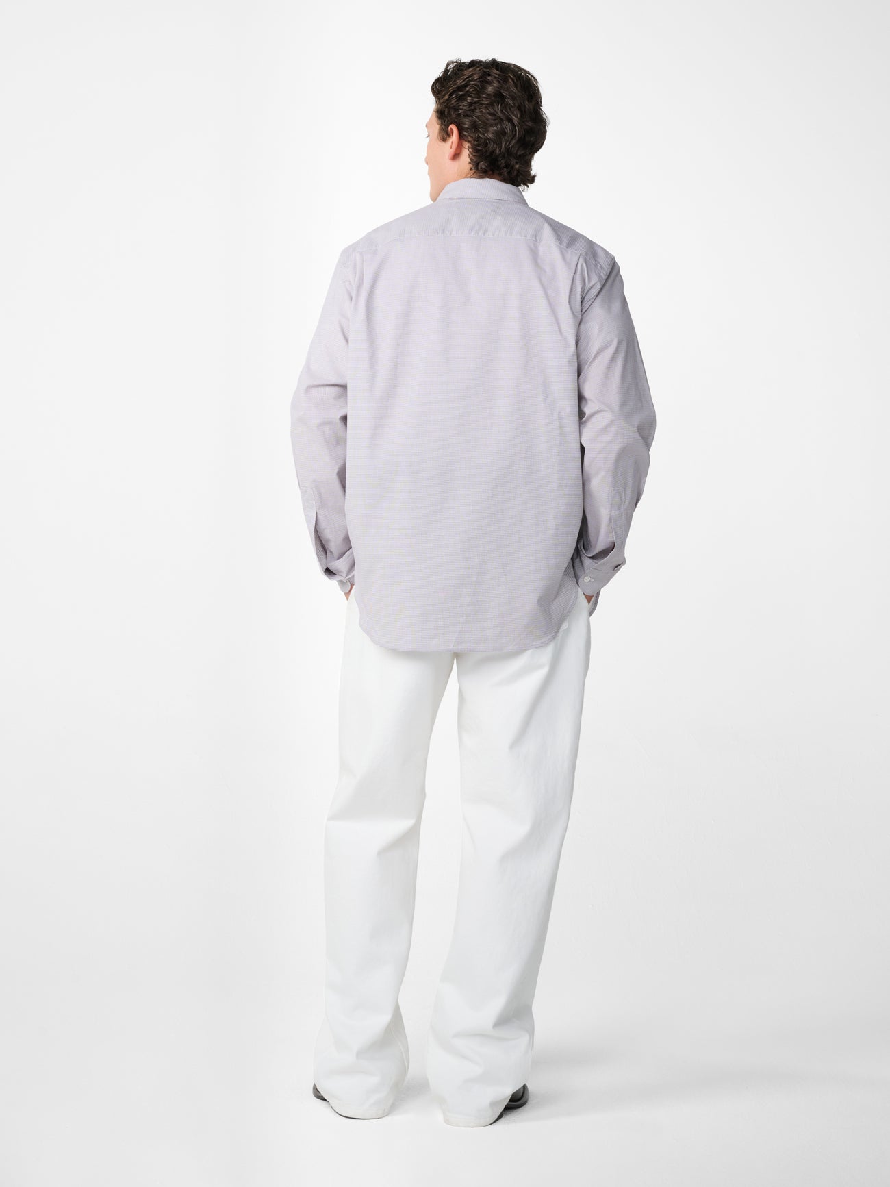 Kingston Shirt in White / Brown Microcheck