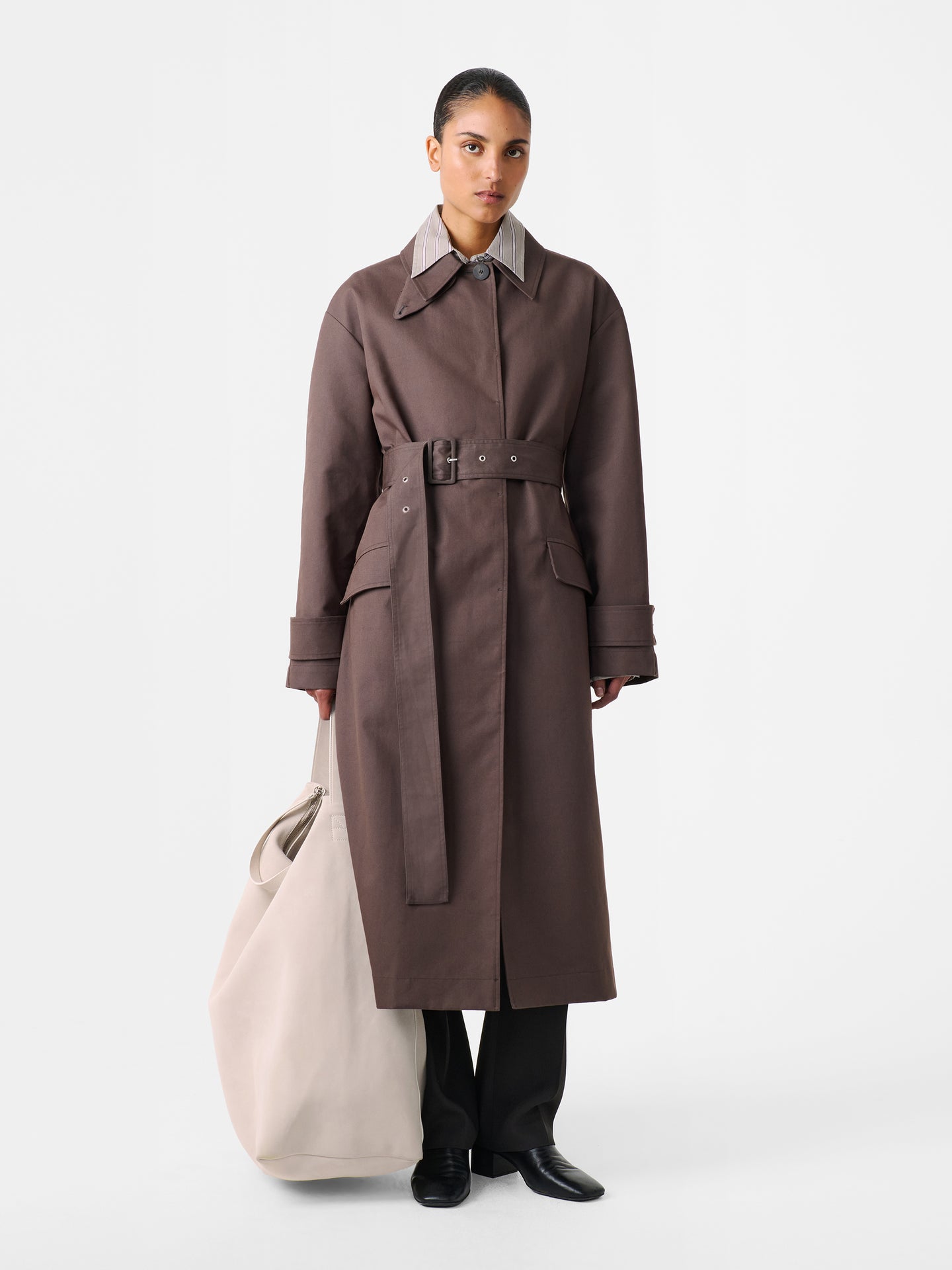 Leto Modal Stripe Shirt in Putty