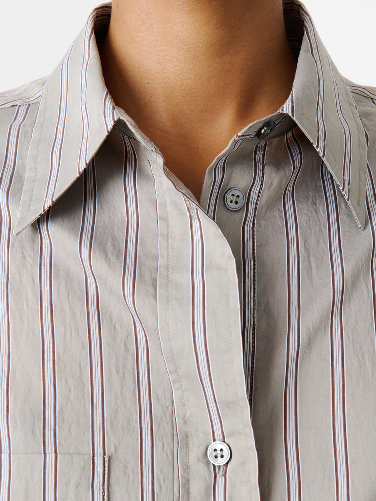 Leto Modal Stripe Shirt in Putty