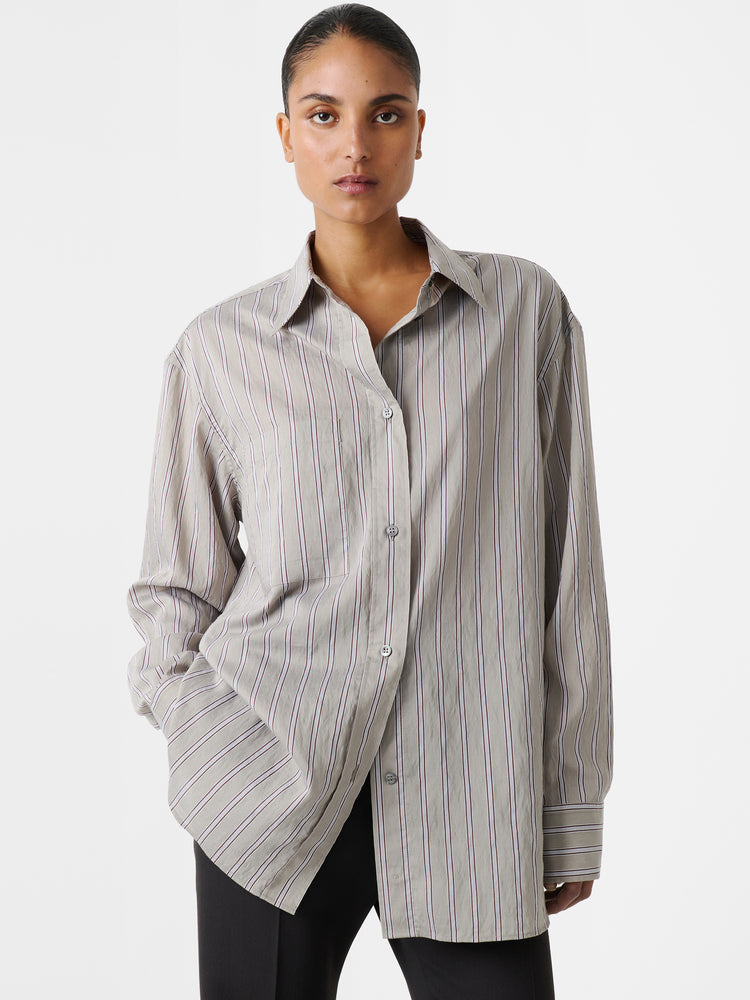 Leto Modal Stripe Shirt in Putty