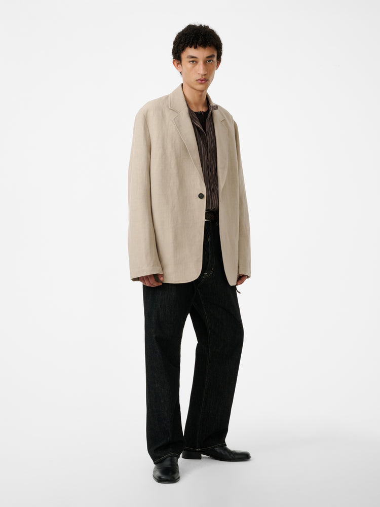 Marylebone Straight Leg Denim Pant in Black / White Weft