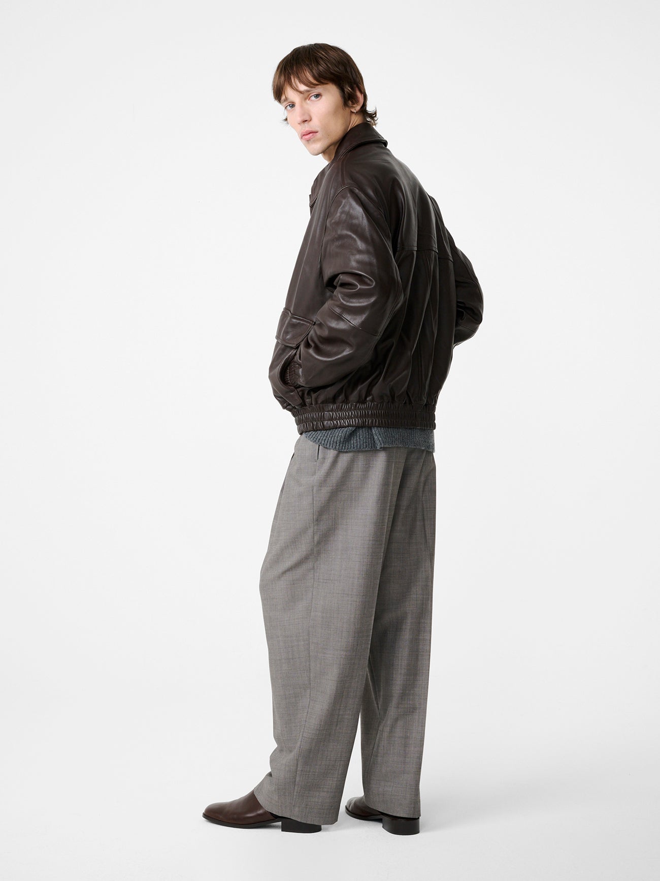 Noam Tropical Wool Pant in Warm Grey - Studio Nicholson