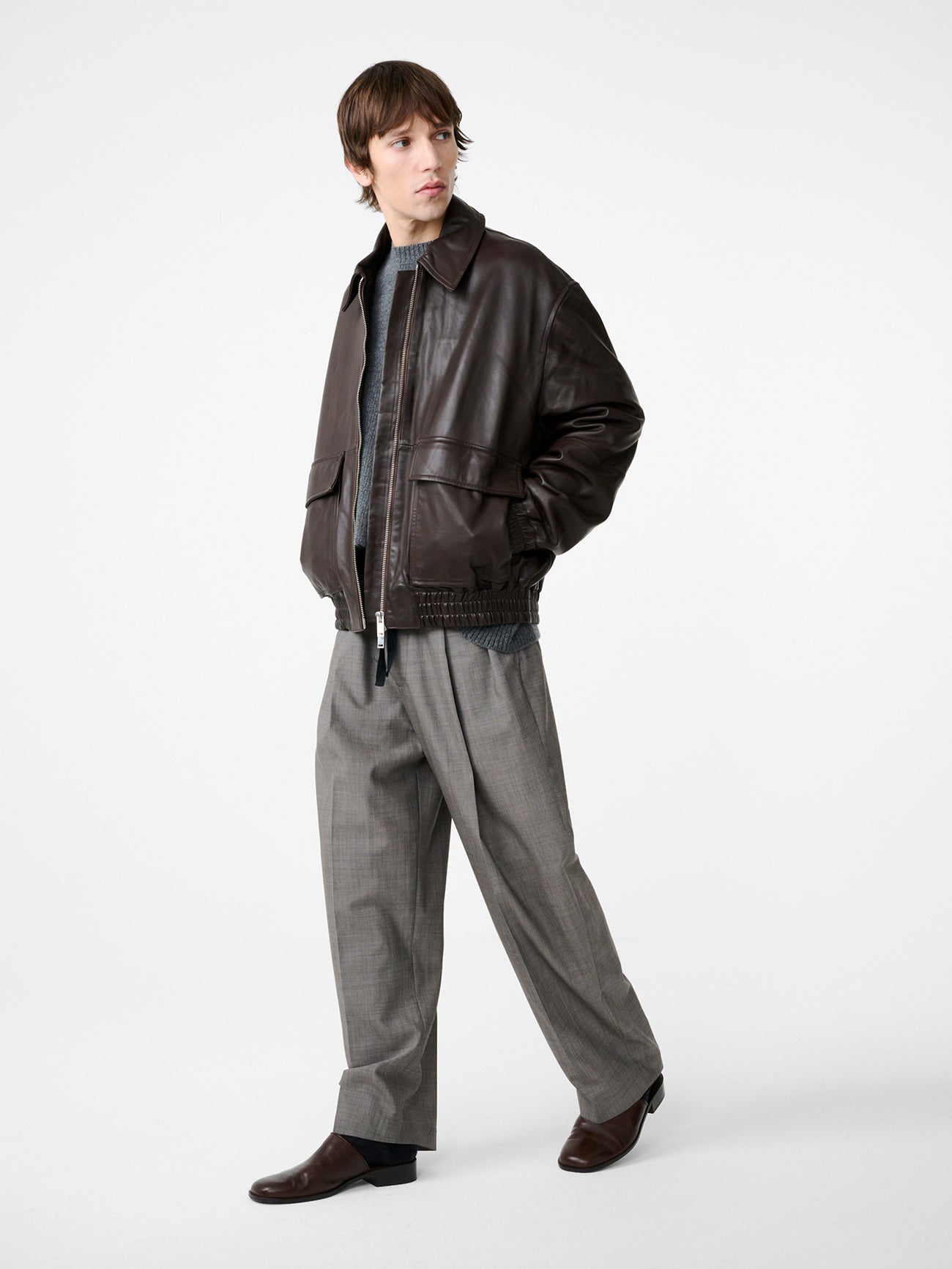 Noam Tropical Wool Pant in Warm Grey - Studio Nicholson