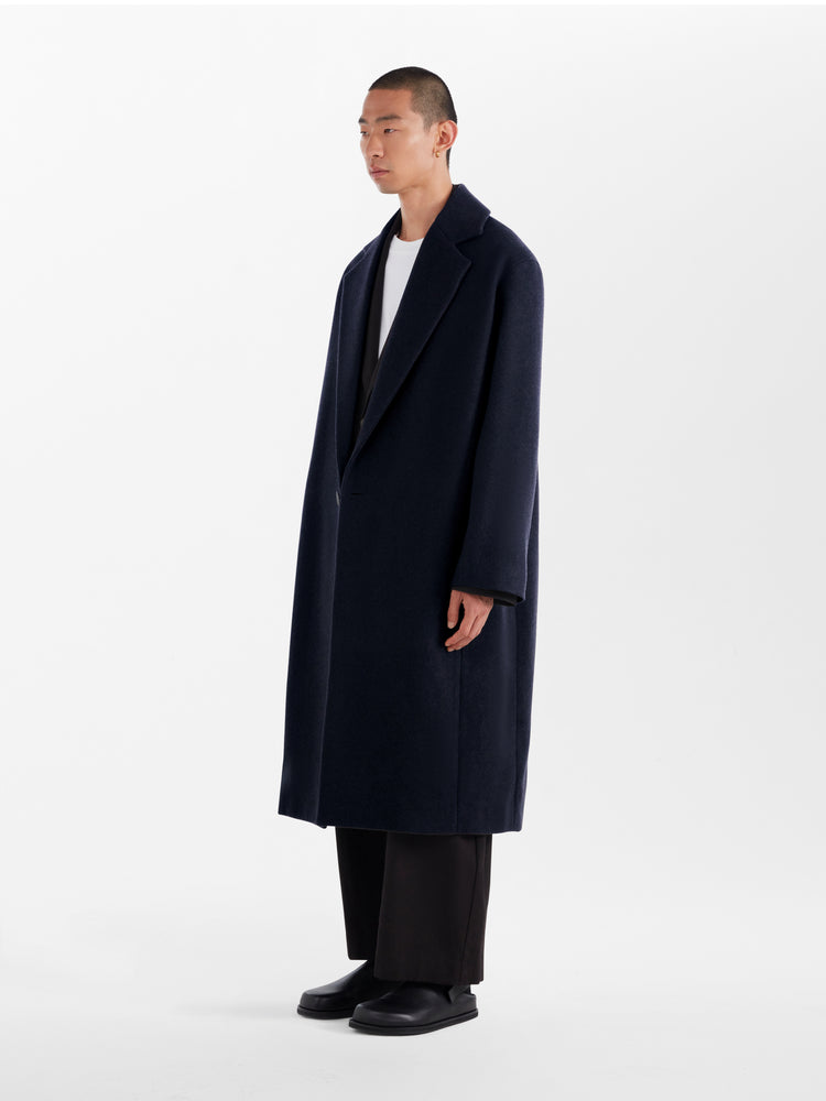 Notch Coat in Dark Navy | Tailored Wool Coat | Studio Nicholson