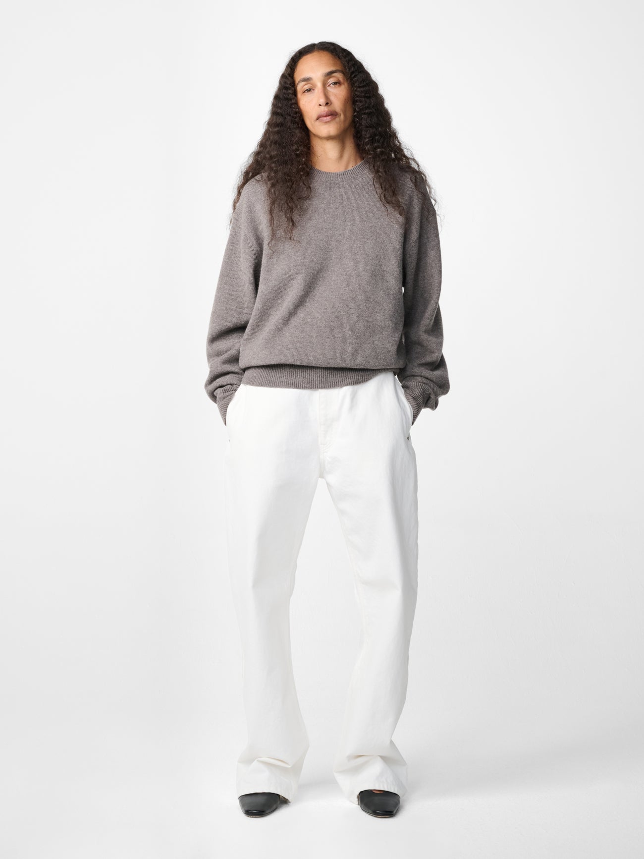 Nottingham Lambswool Knit in Stone Melange
