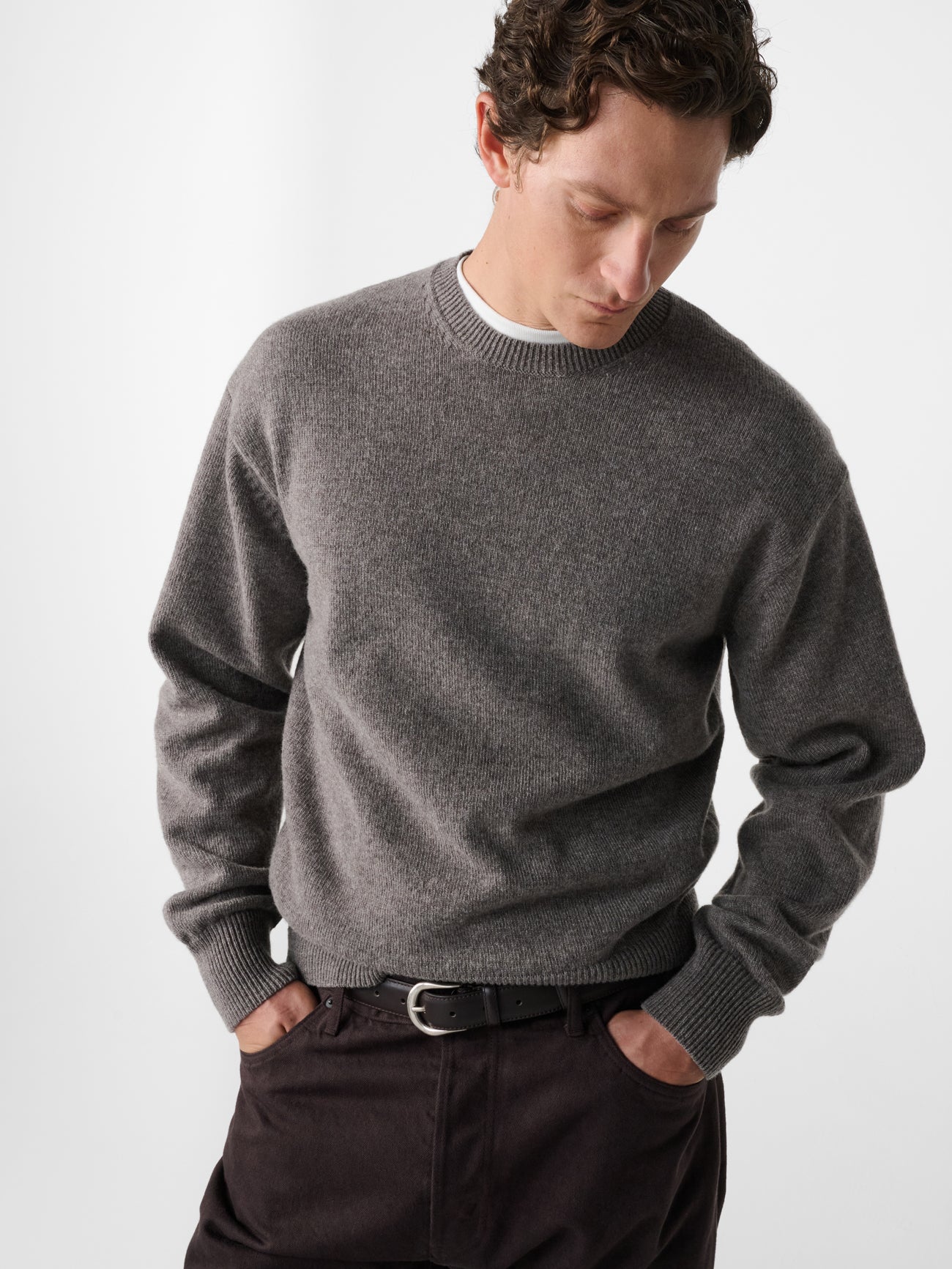 Nottingham Lambswool Knit in Stone Melange