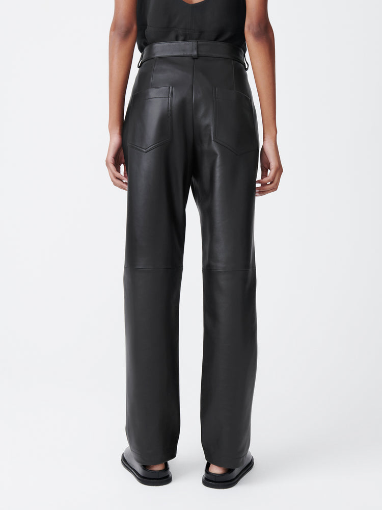 Opie Leather Pant in Black Grape