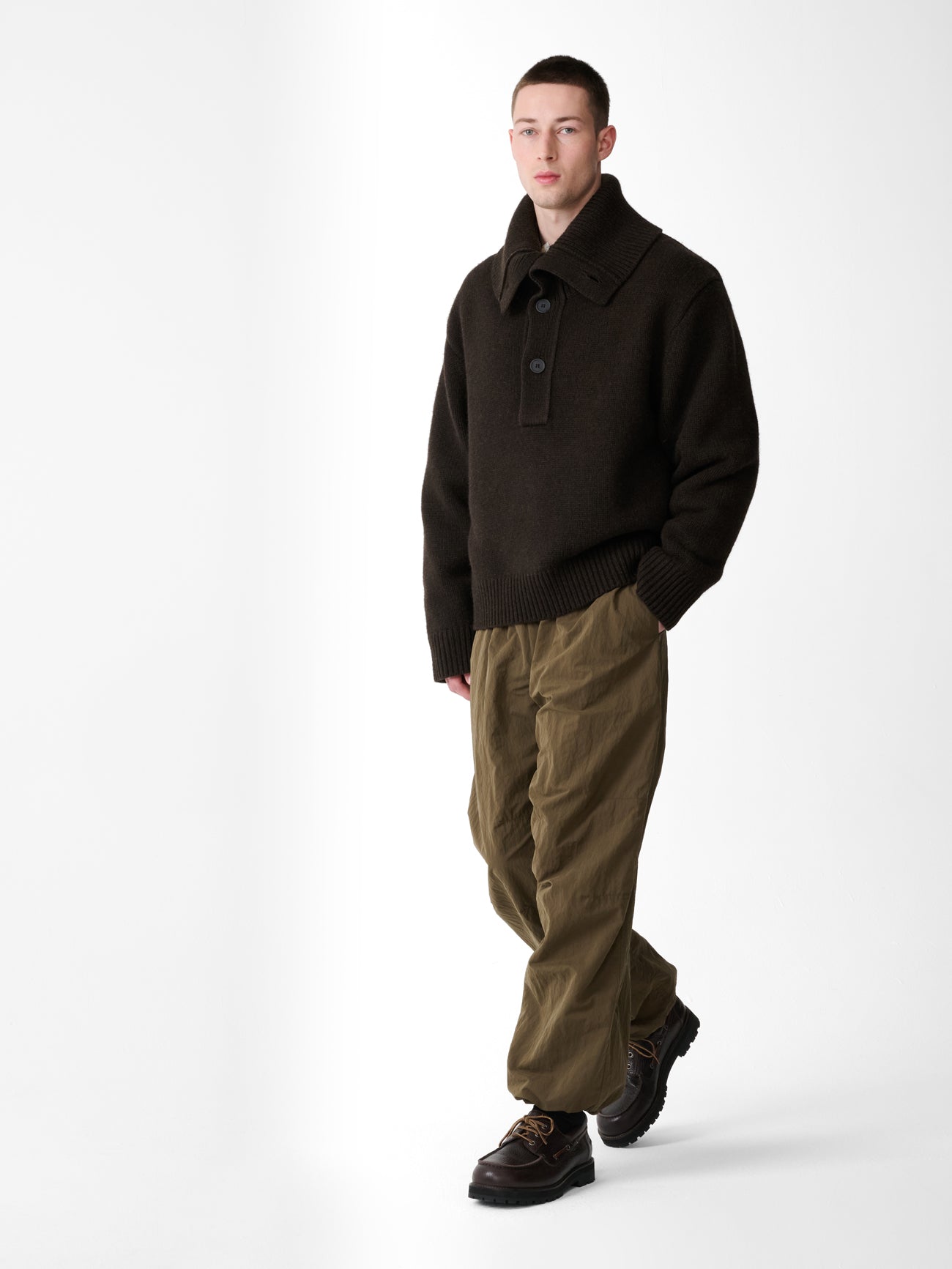 Orena Knit Polo in Espresso Brown
