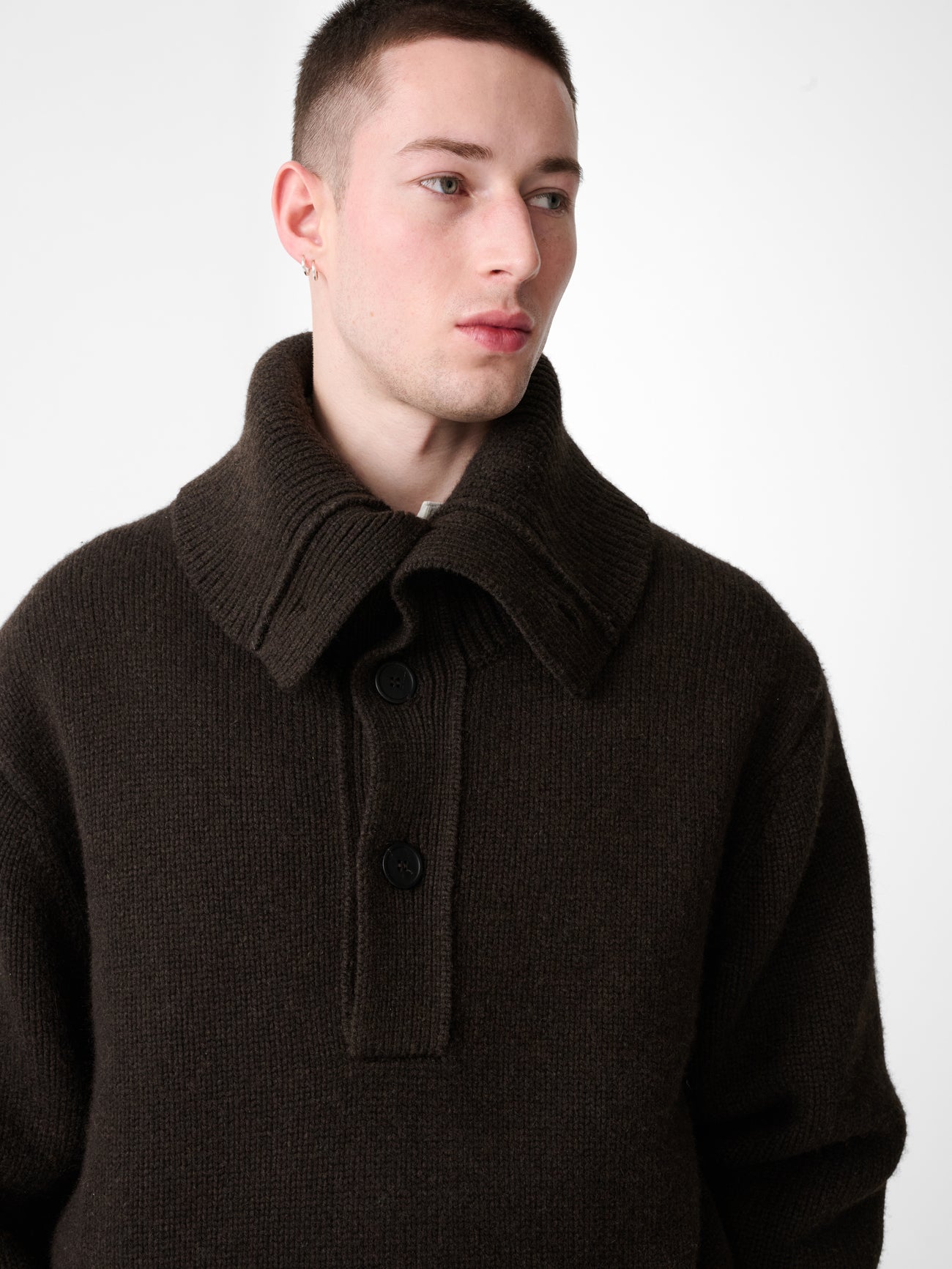 Orena Knit Polo in Espresso Brown