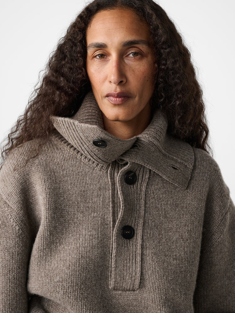 Orena Knit Polo in Natural Marl