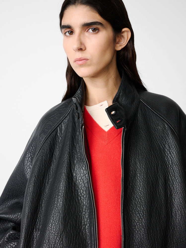 Over Leather Jacket in Black