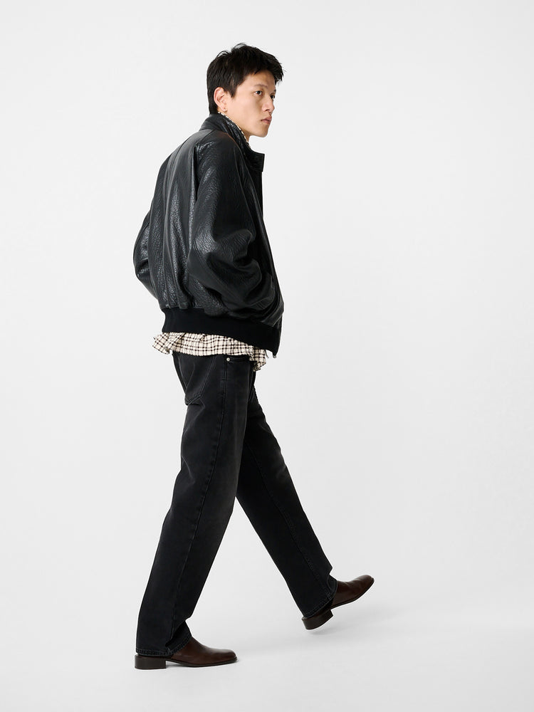 Over Leather Jacket in Black