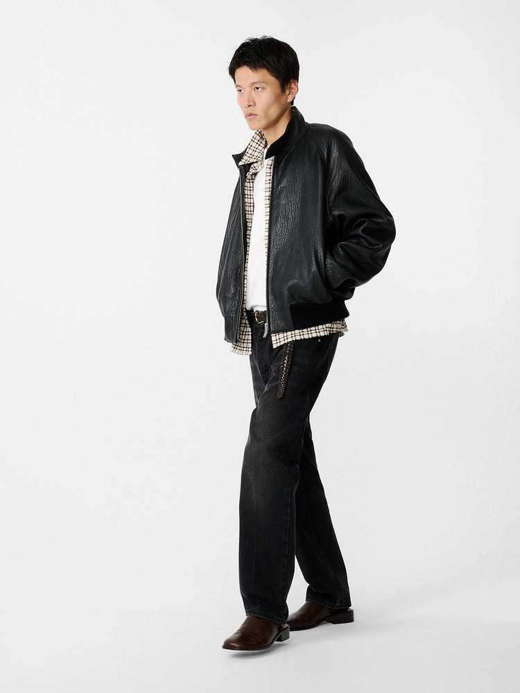 Over Leather Jacket in Black