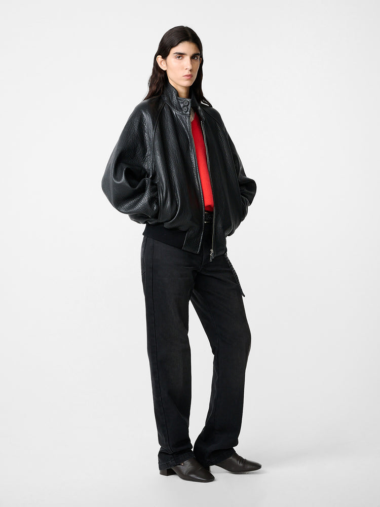 Over Leather Jacket in Black