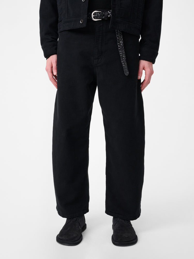 Paolo Moleskin Wide Leg Pant in Black