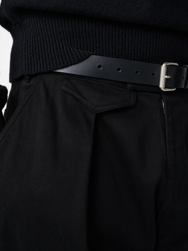 Poole Pleated Twill Pant in Balck